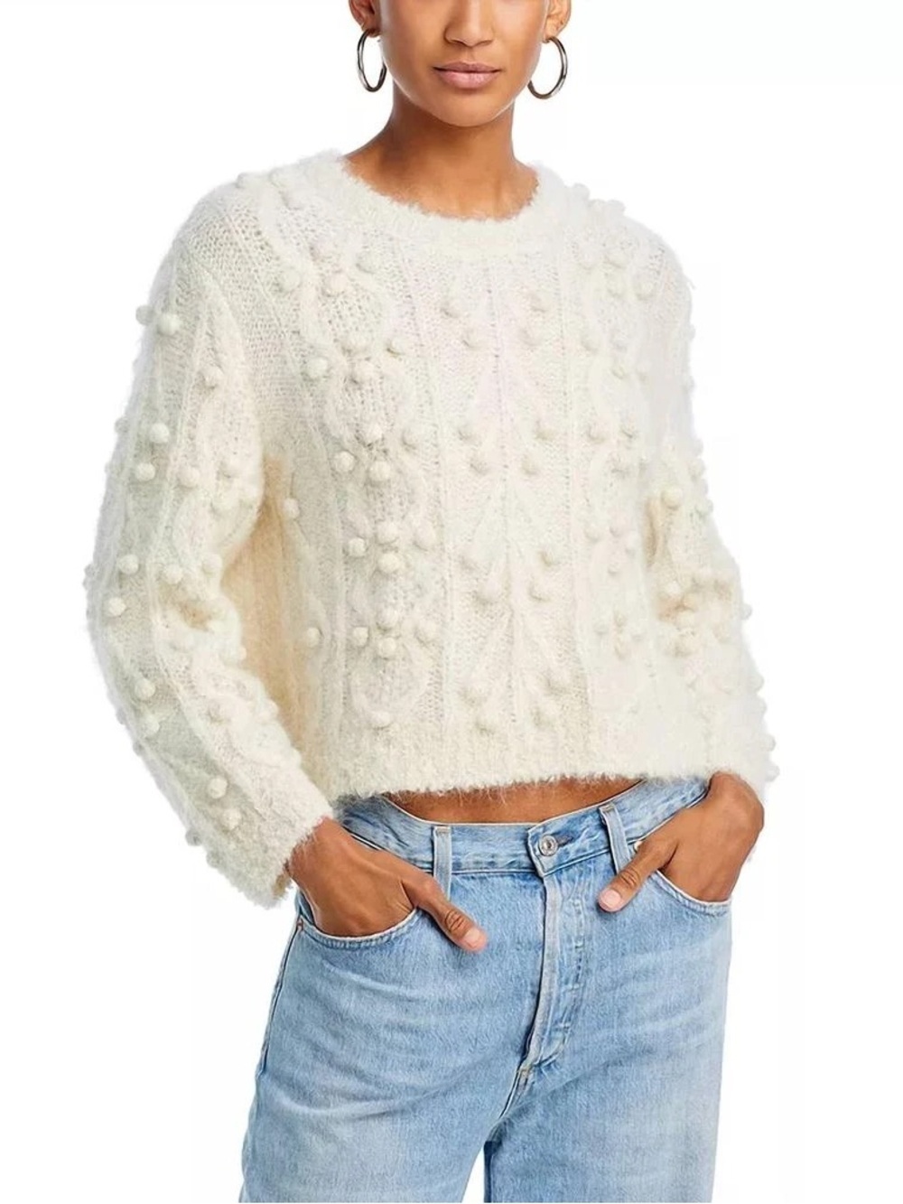 NWT FRAME CREAM LONG SLEEVE PULL OVER POPCORN SWEATER
